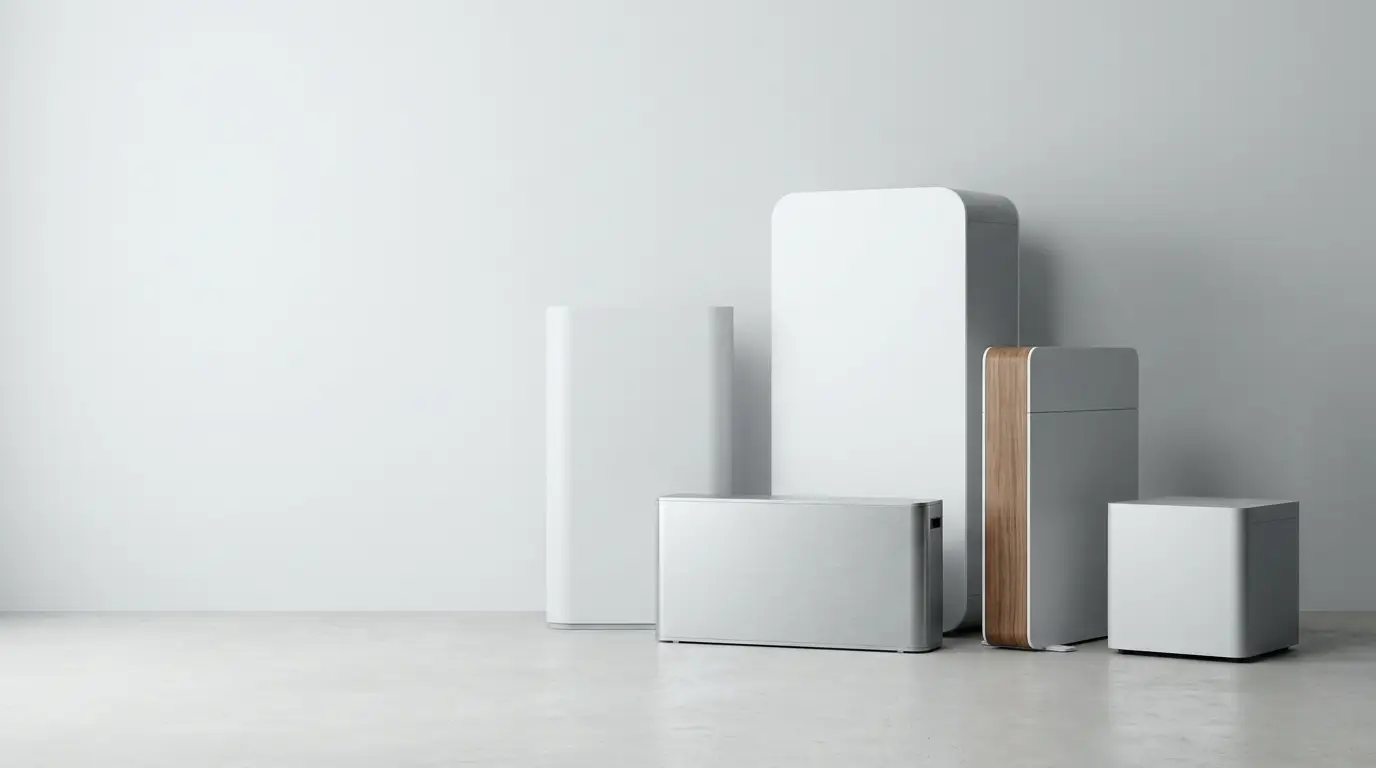 Verschillende thuisbatterijen naast elkaar